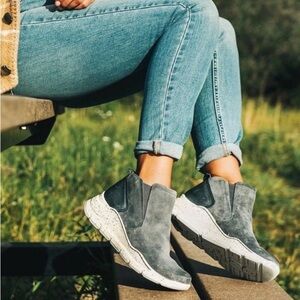 Bionica Oana All-Weather Suede Blue Gray Ankle Boots